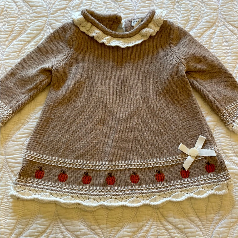 Max Studio Knitted Baby Dress & tights 0-3 months 🧡💛